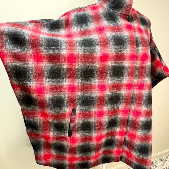 Eddie Bauer Sonoma Plaid Wool Blend Cape Poncho Sweater Large - Picture 3 of 10